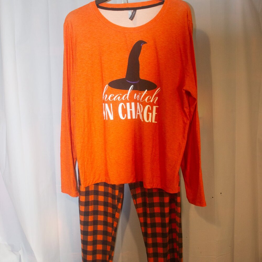 Jaclyn Intimates Orange Head Witch in Charge Women's Size Large Pajama Set